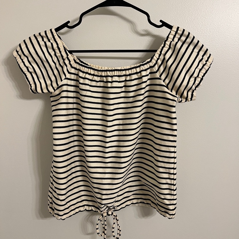 Madewell Striped Black and Cream Women's Top